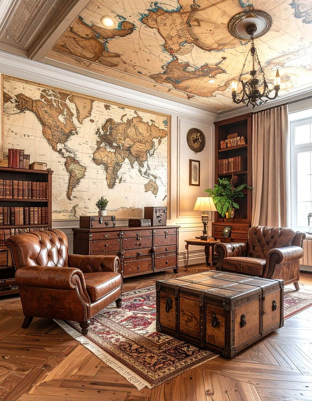 Vintage map ceiling wallpaper - 30 living room ceiling wallpapers