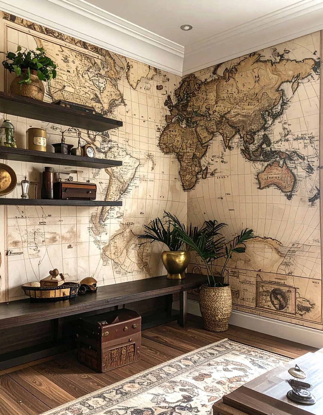 Vintage map wallpaper - 30 nautical kitchen ideas