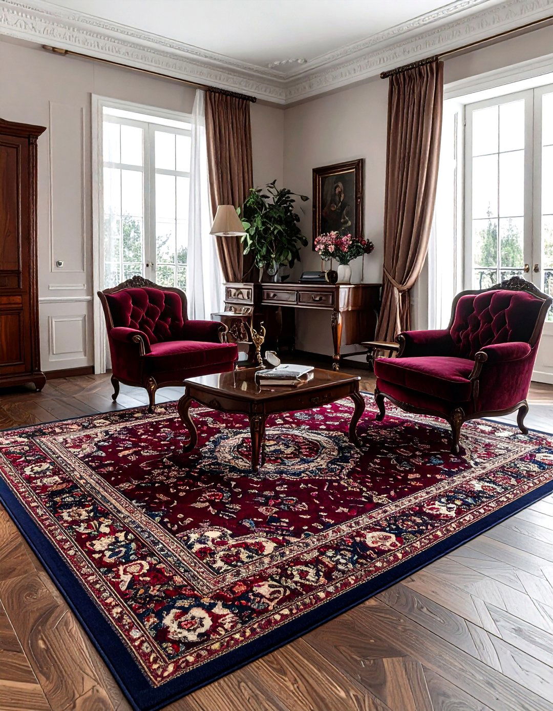 Vintage oriental carpet - 30 living room carpet ideas