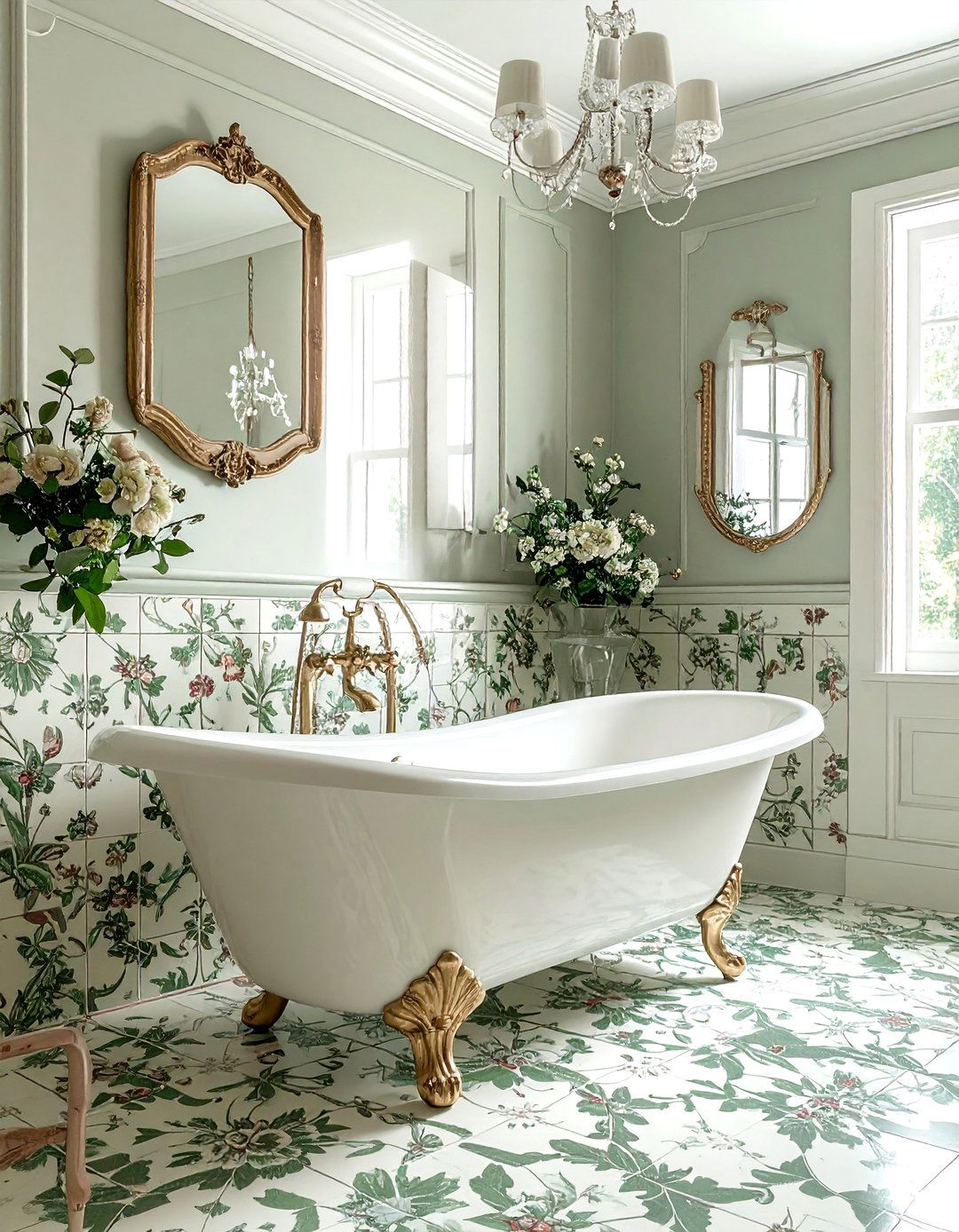Vintage pattern tile - 30 bathroom flooring ideas