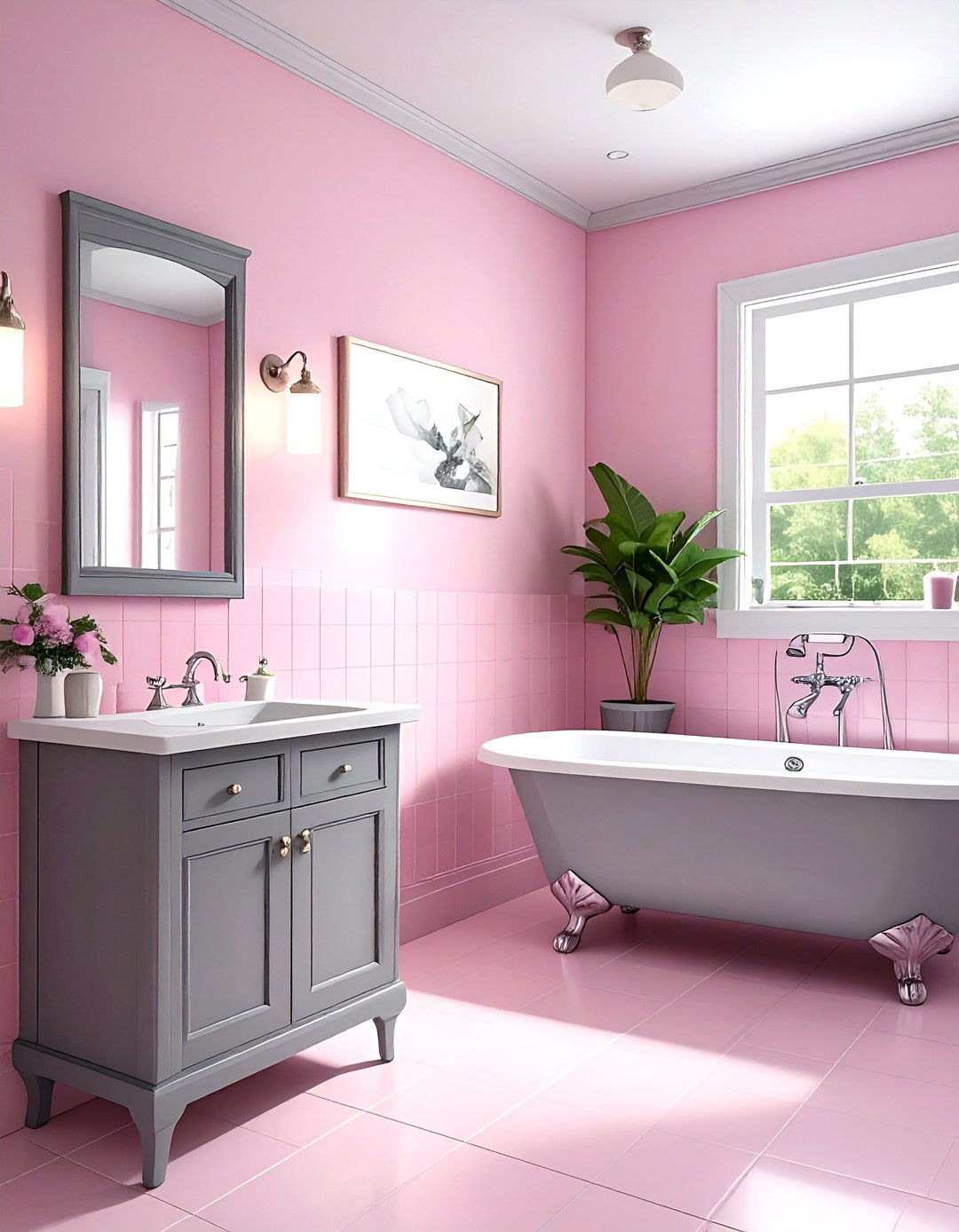 Vintage pink gray bathroom - 30 pink gray bathroom ideas