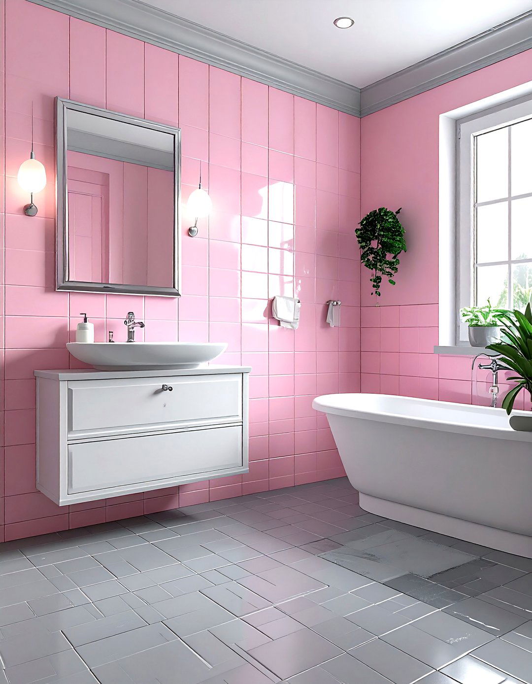 Vintage pink gray - 30 pink and gray bathroom ideas