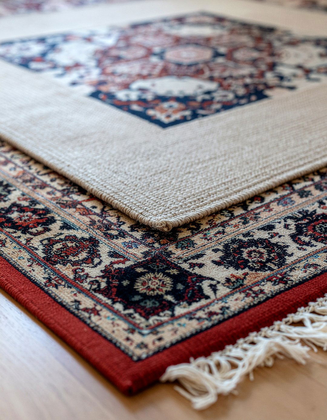 Vintage rug layering - 30 maximalist living room ideas