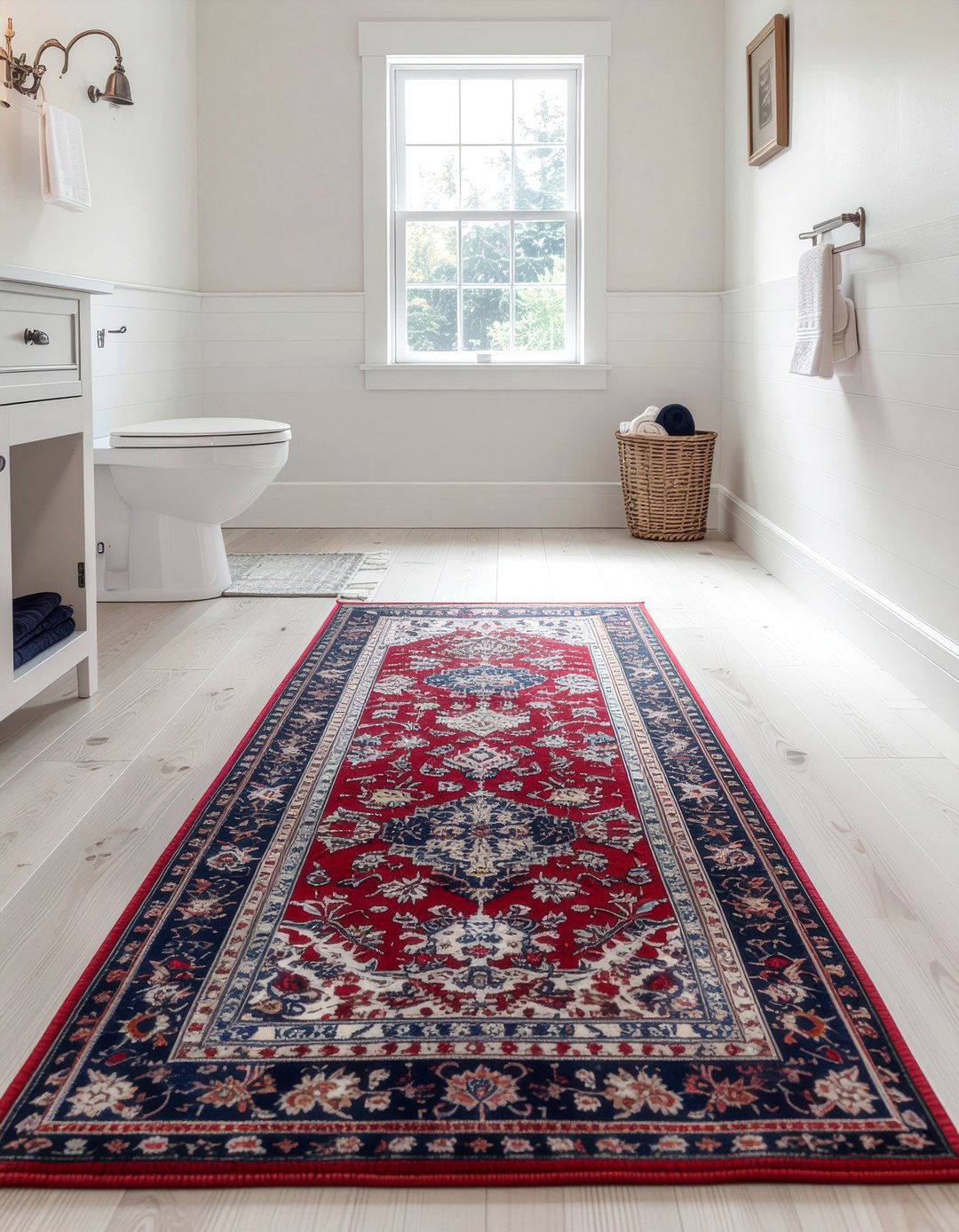Vintage rug runner - 30 French country bathroom ideas