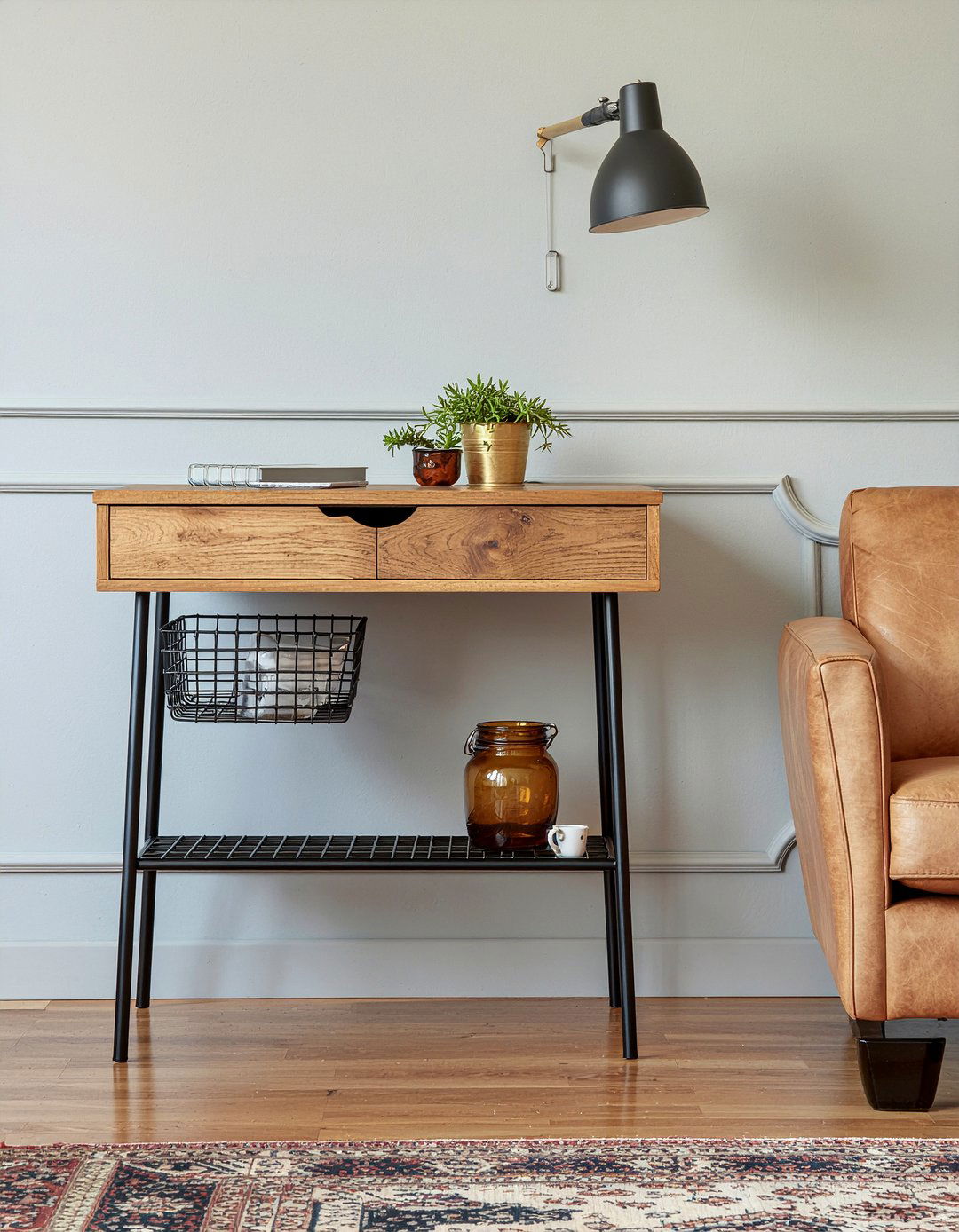Vintage school desk side table - 30 living room salvaged furniture ideas