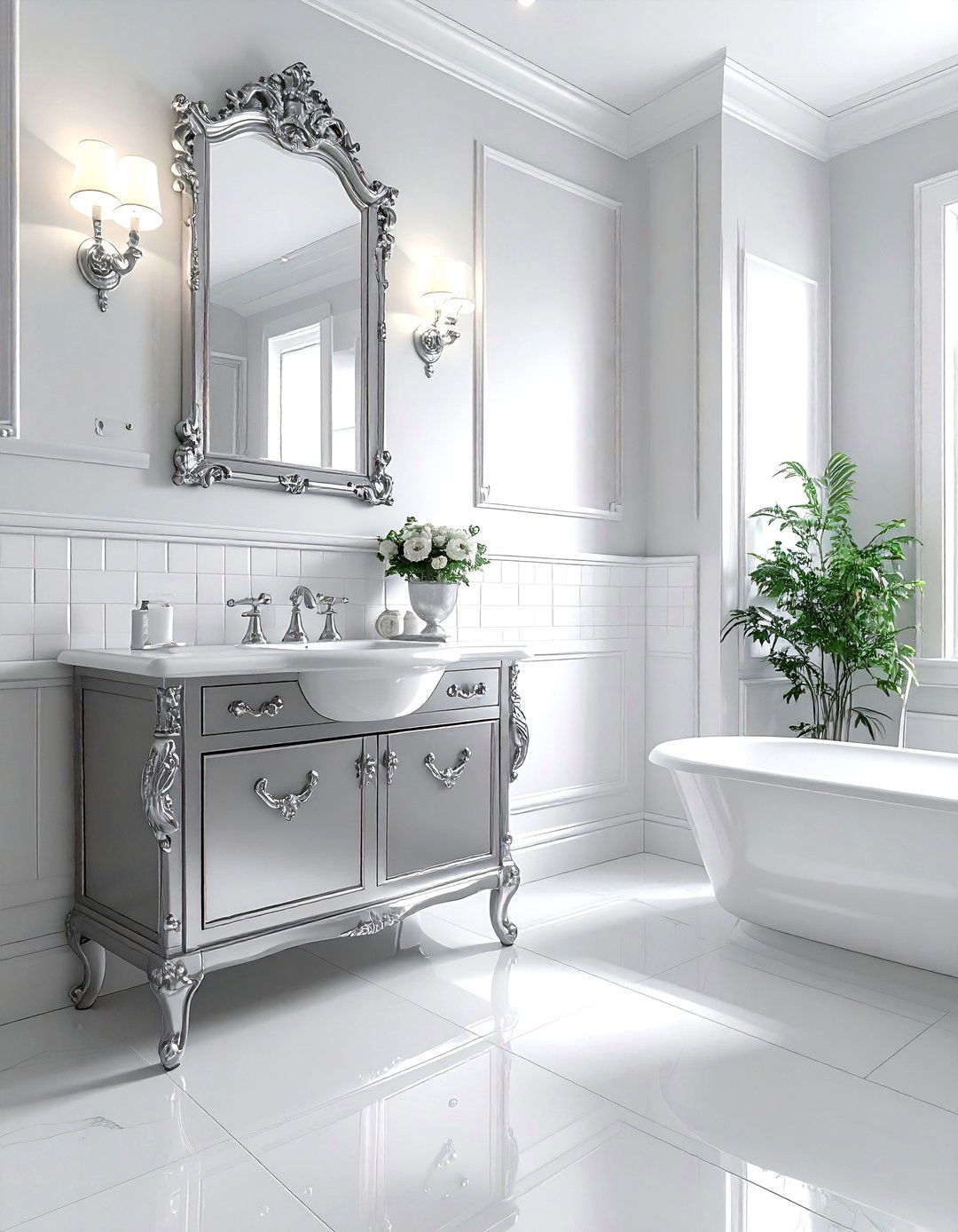 Vintage silver bathroom - 30 silver bathroom ideas