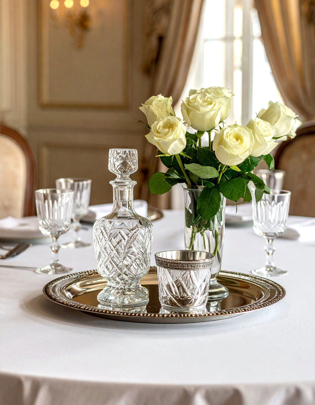 Vintage silver tray - 30 tray centerpiece dining ideas