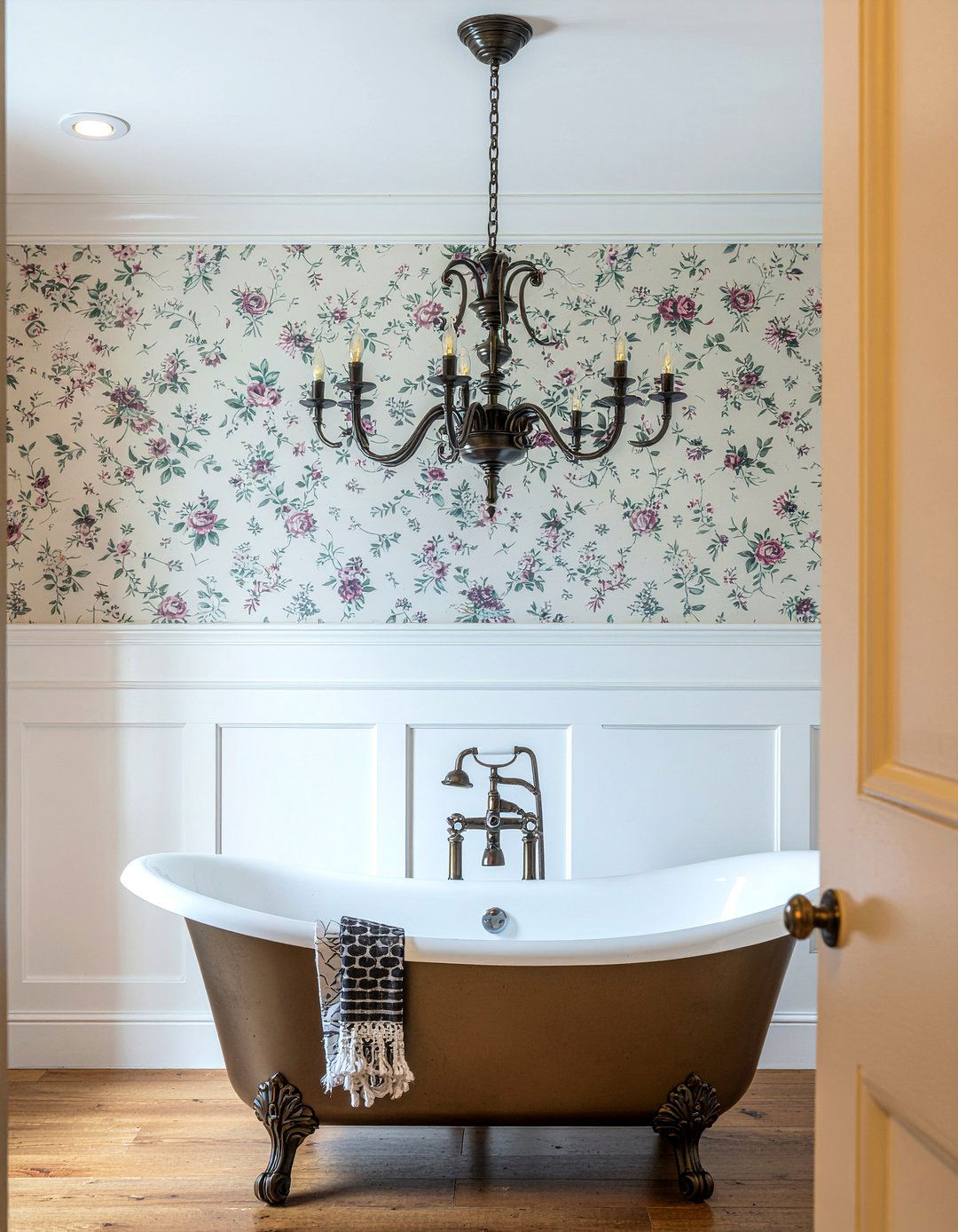 Vintage style chandelier - 30 bathroom lighting statement ideas