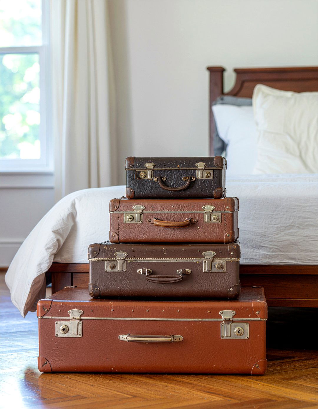 Vintage suitcases - 30 bedroom on a budget ideas