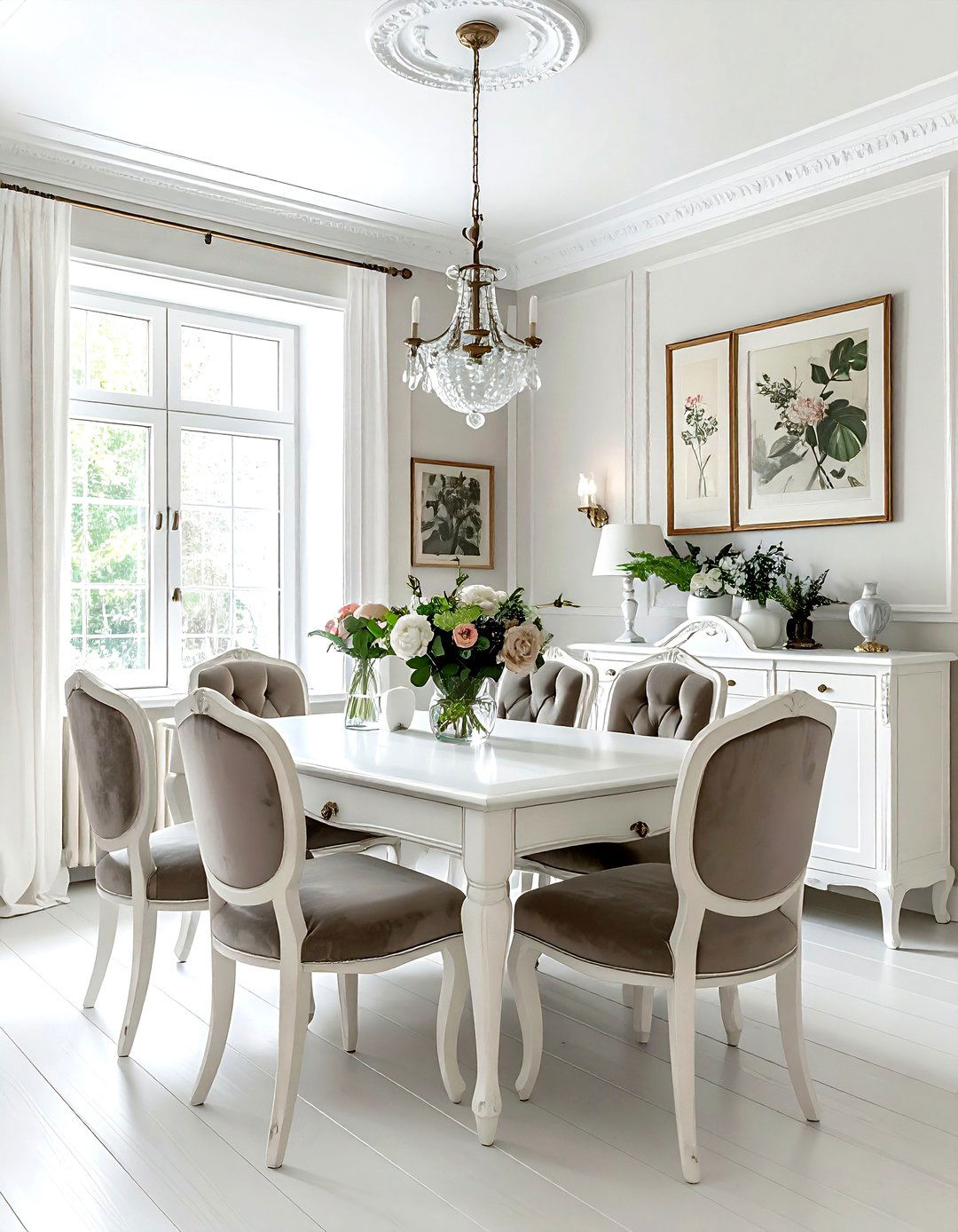 Vintage taupe and white dining room - 30 taupe and white dining room ideas