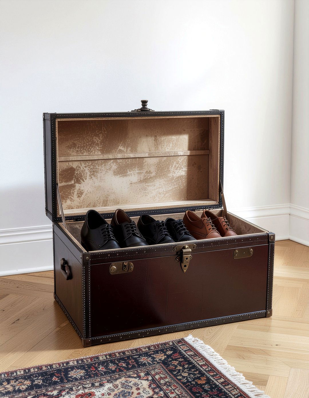 Vintage trunk shoe storage - 30 entryway shoe storage ideas
