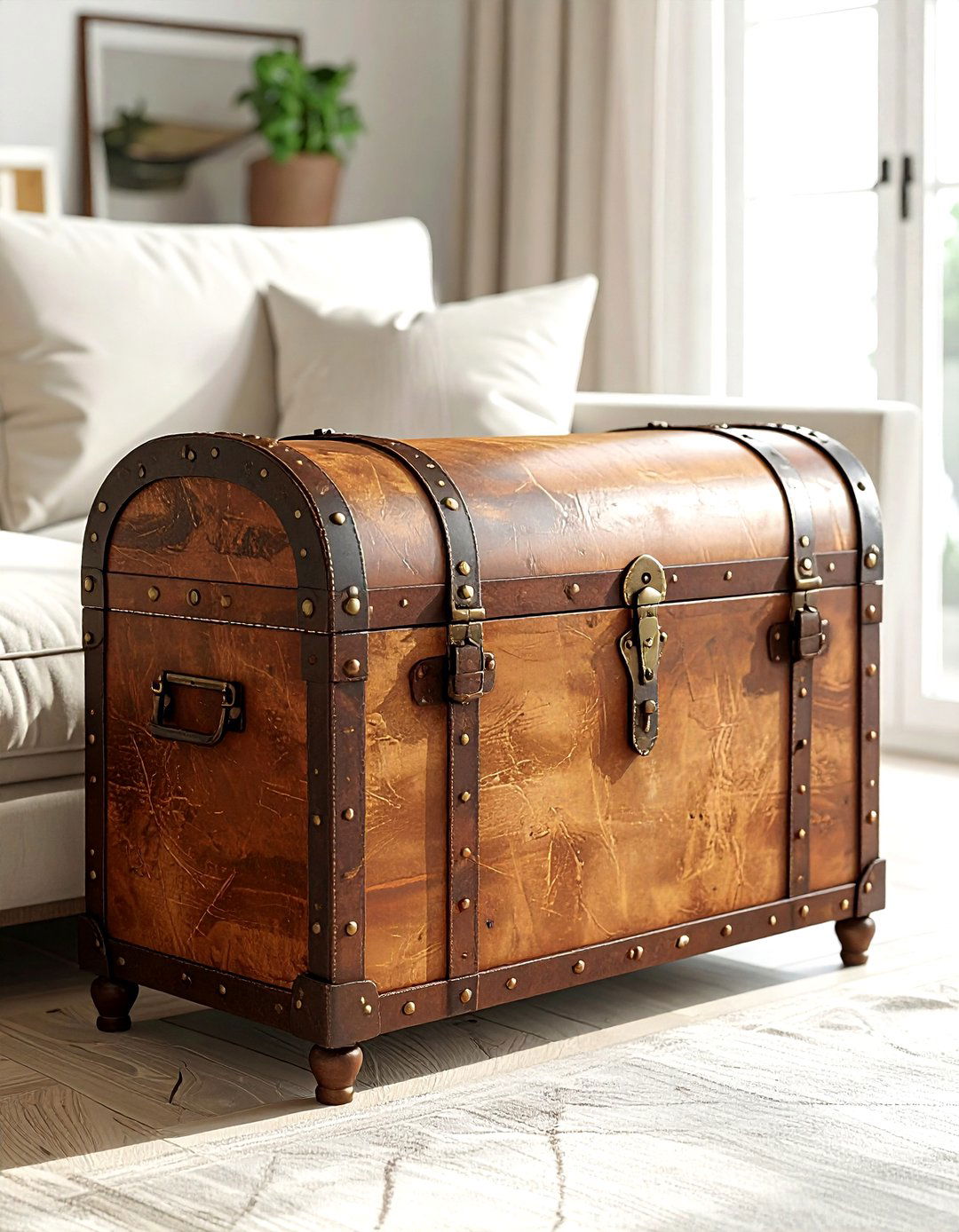 Vintage trunk side table - 30 living room reclaimed furniture ideas