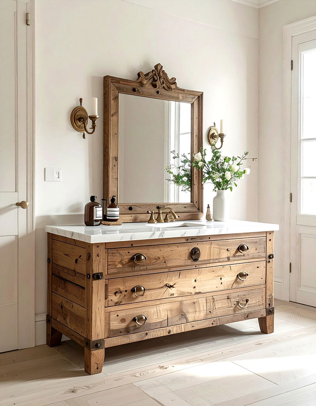 Vintage vanity cabinet - 30 Parisian bathroom ideas