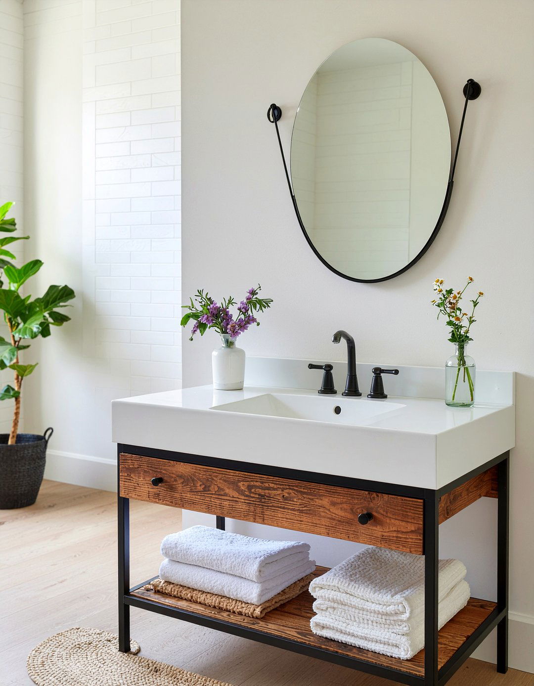 Vintage washstand vanity - 30 rustic bathroom vanity ideas