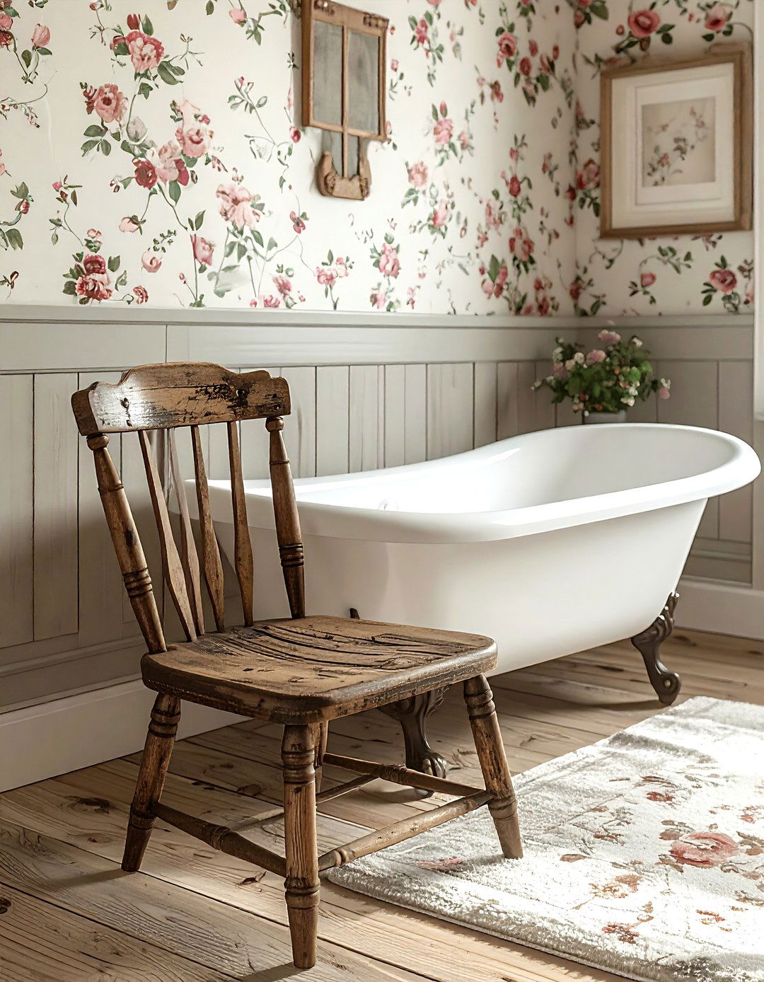 Vintage wooden chair for bathroom - 30 bathroom seating arrangements ideas