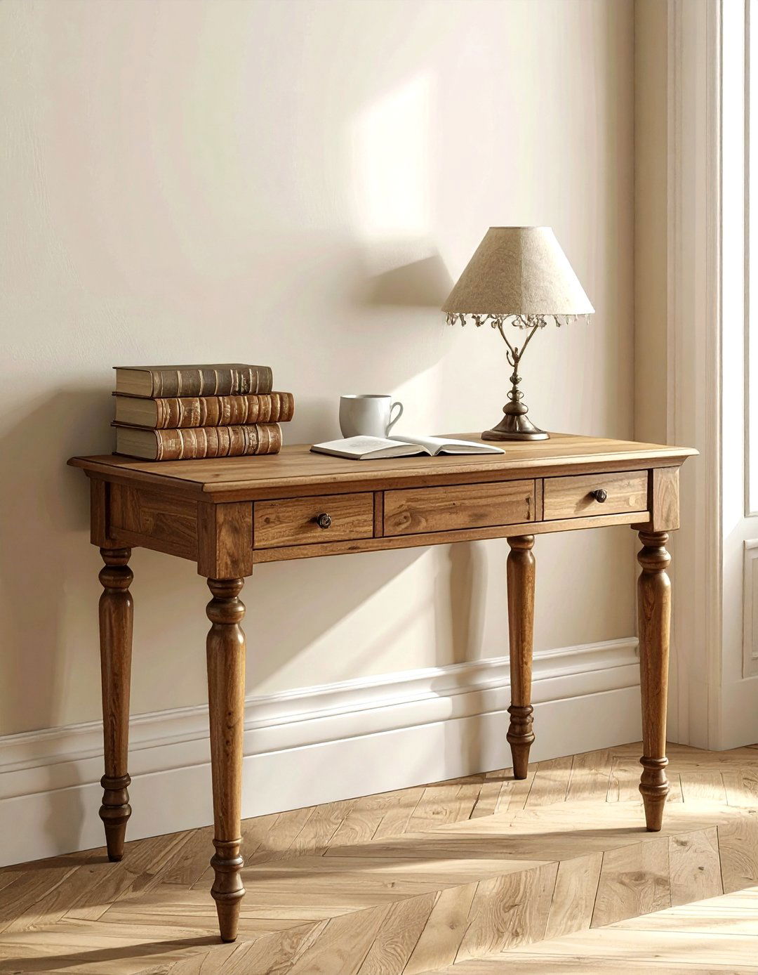 Vintage wooden desk - 30 light academia decor ideas