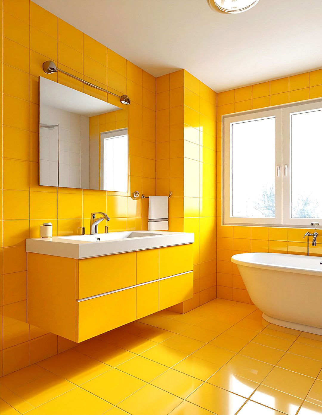 Vintage yellow bathroom - 30 yellow and white bathroom ideas