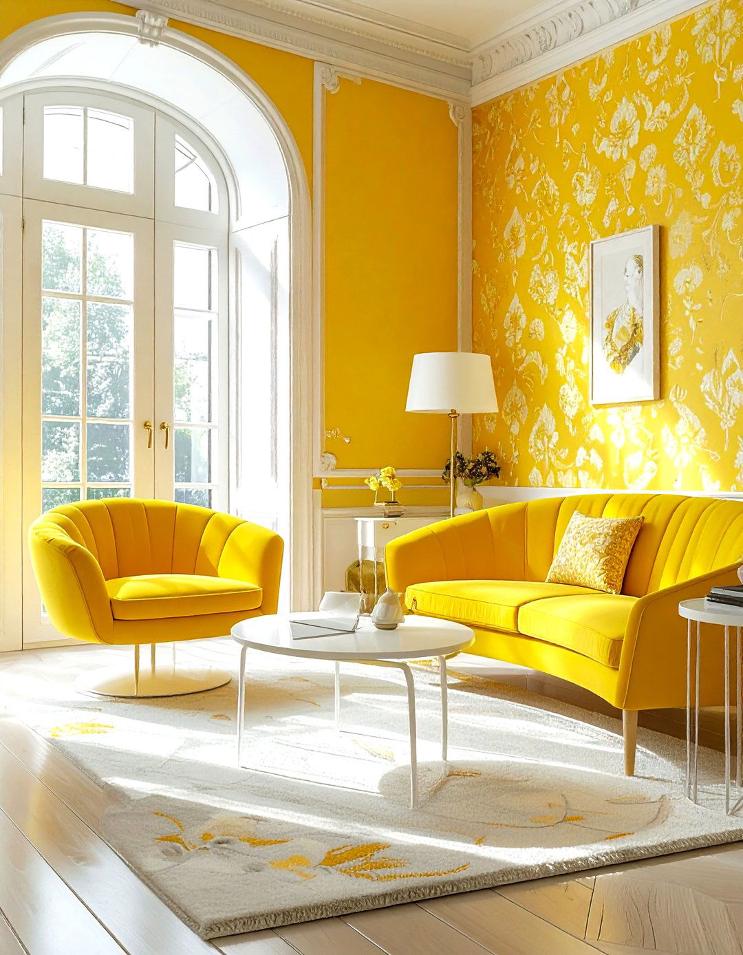 Vintage yellow living room - 30 yellow and white living room ideas