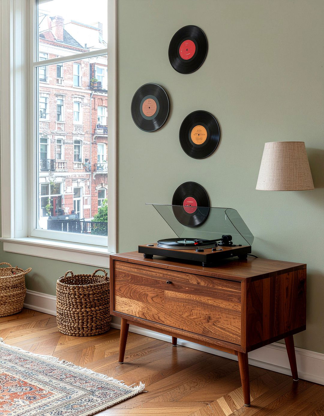 Vinyl Record Player Corner - 30 retro dining room ideas