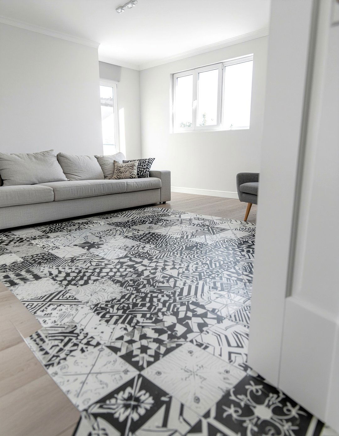 Vinyl floor sticker - 30 rental apartment living room ideas