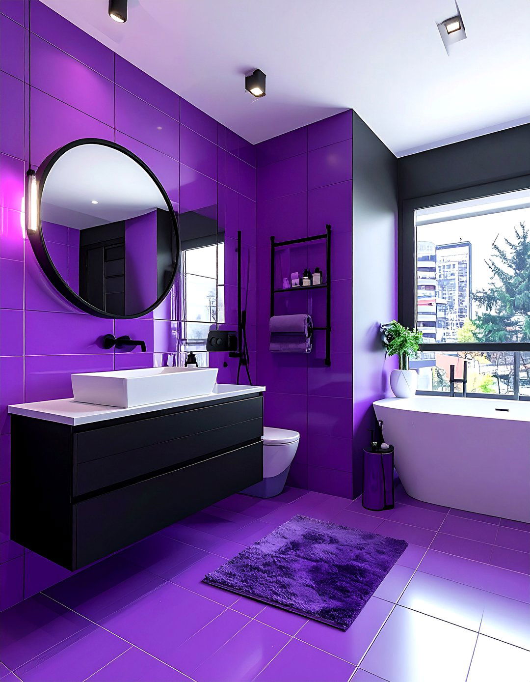 Violet and black bathroom - 30 purple bathroom color schemes