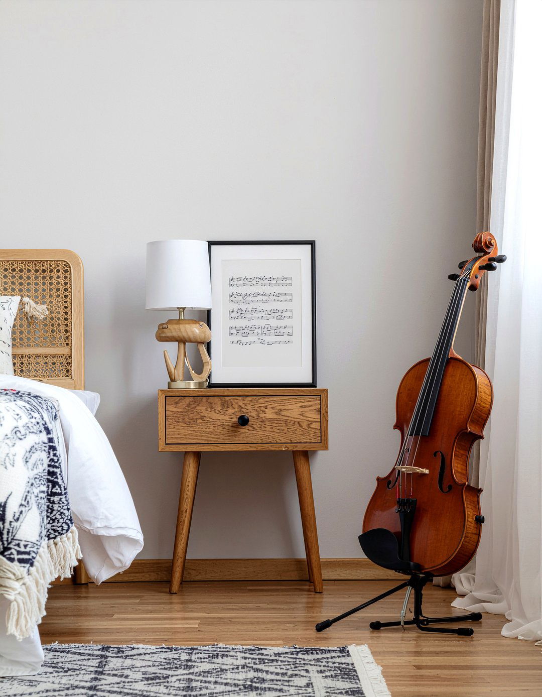 Violin Corner Display - 30 light academia bedroom ideas