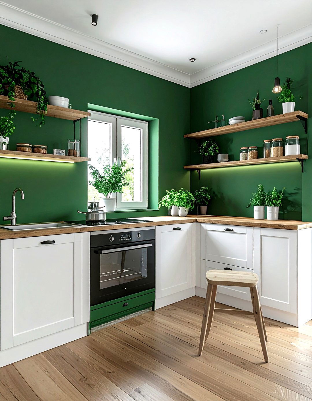 Viridian green kitchen walls white galley kitchen - 30 green and white kitchen ideas