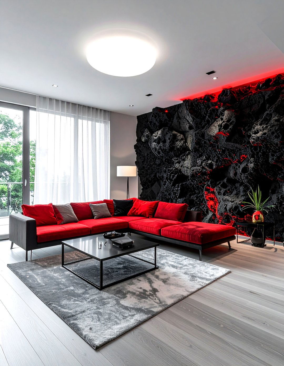 Volcanic Rock Wall - 30 living room stone wall ideas