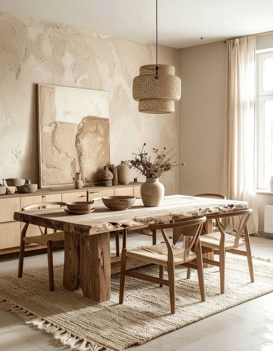 Wabi Sabi Beige Dining Room - 30 beige dining room design ideas