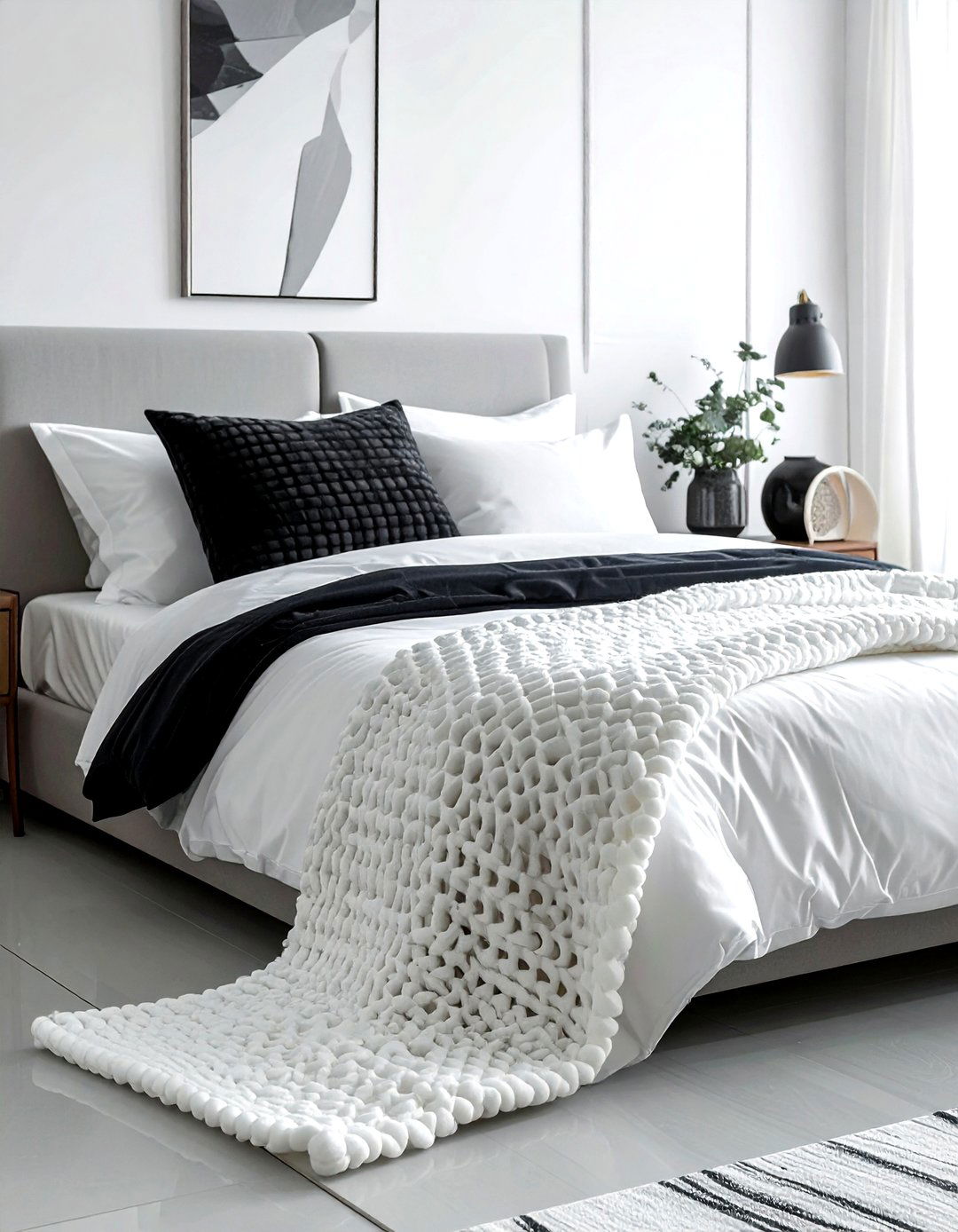 Waffle Knit Throw Bed - 30 blanket styling ideas