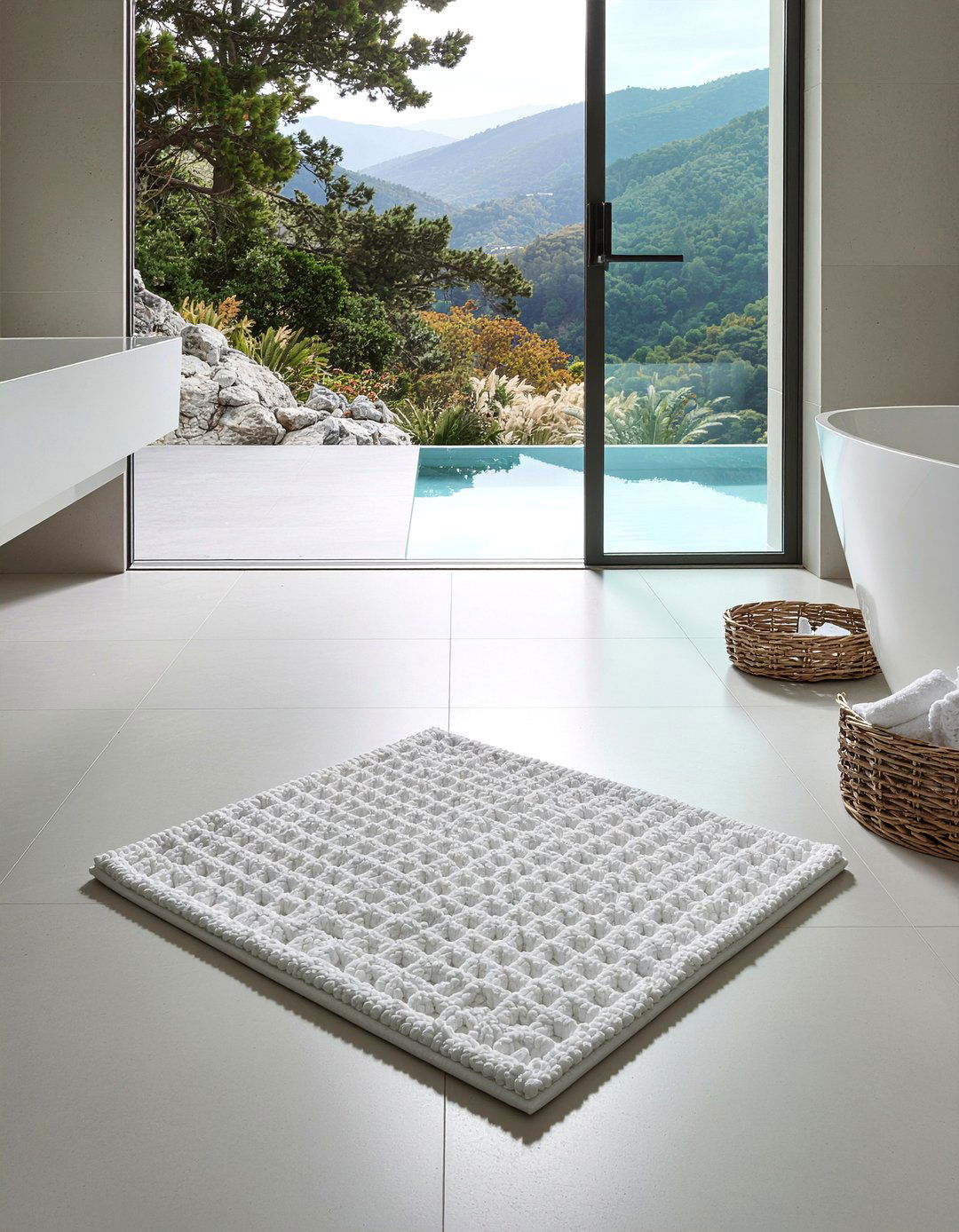 Waffle Weave Bath Mat - 30 bathroom rug ideas
