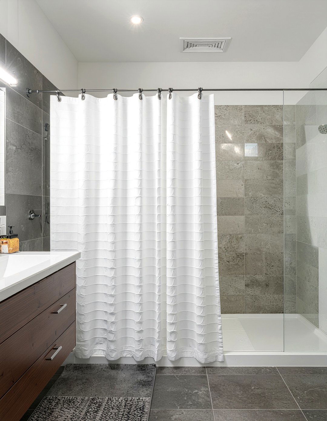 Waffle weave shower curtain - 30 bathroom curtain ideas