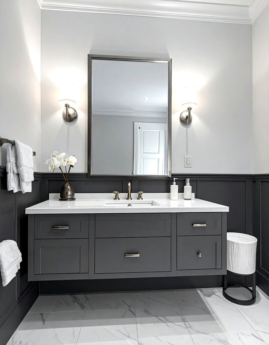 Wainscoting Wall Panel - 30 transitional bathroom ideas