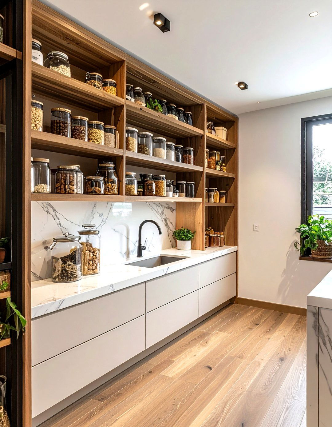 Walk In Pantry With Counter - 30 kitchen social hub ideas