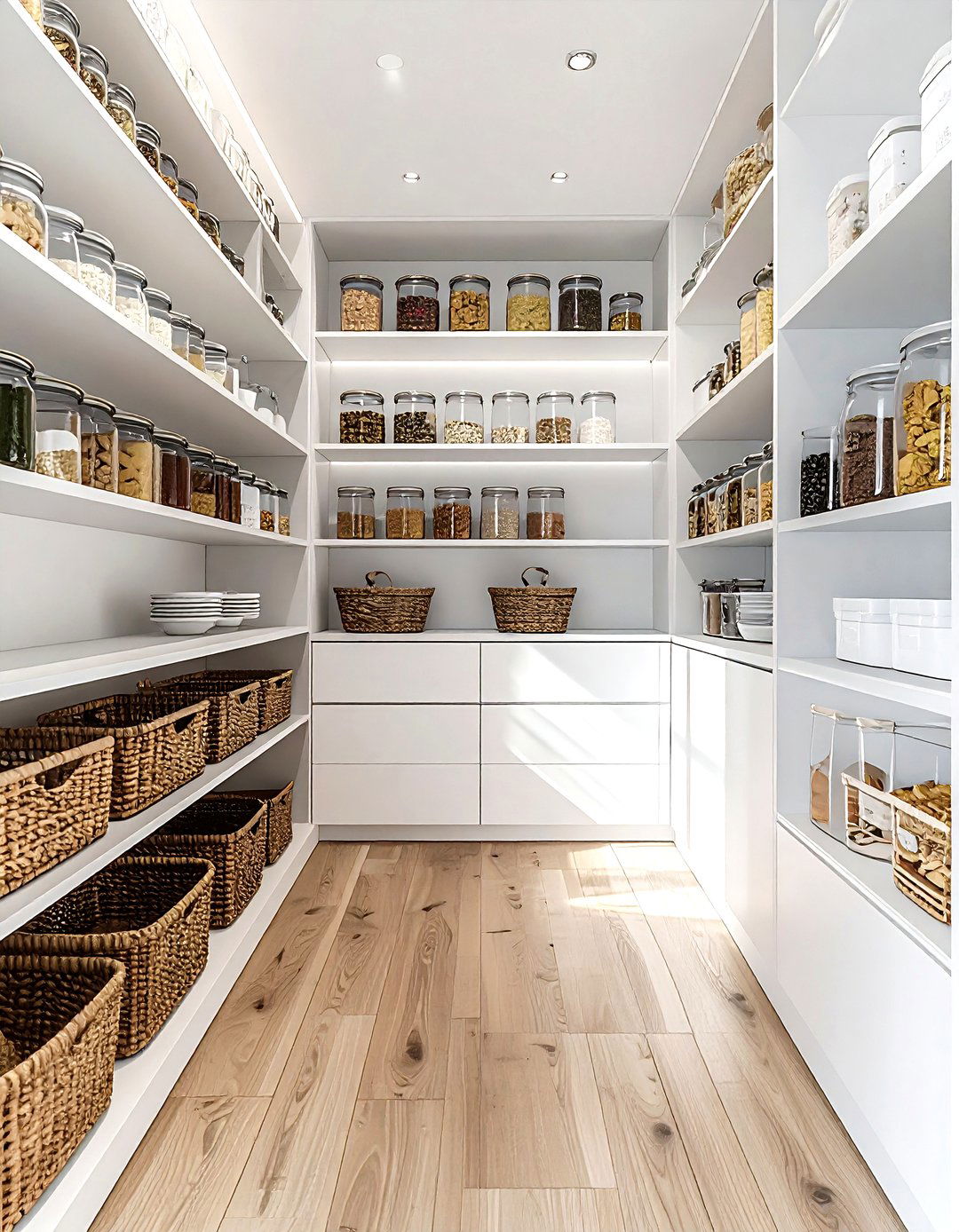 Walk In Pantry With Low Bins - 30 kid-friendly kitchen ideas