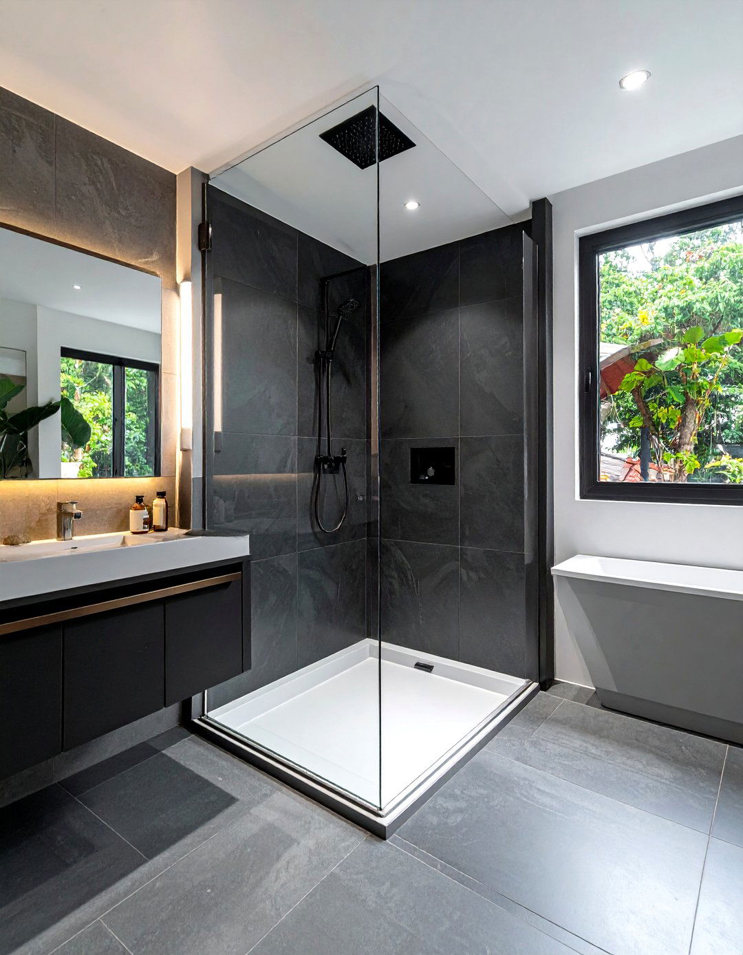 Walk In Shower Black Grout - 30 black grout bathroom ideas
