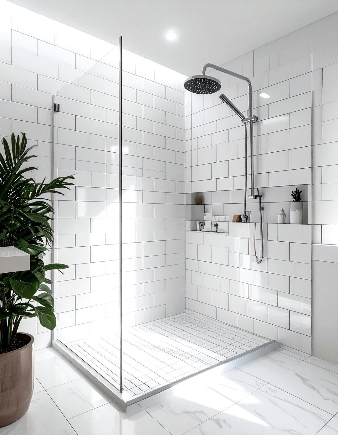 Walk In Shower With Subway Tile - 30 modern farmhouse bathroom ideas