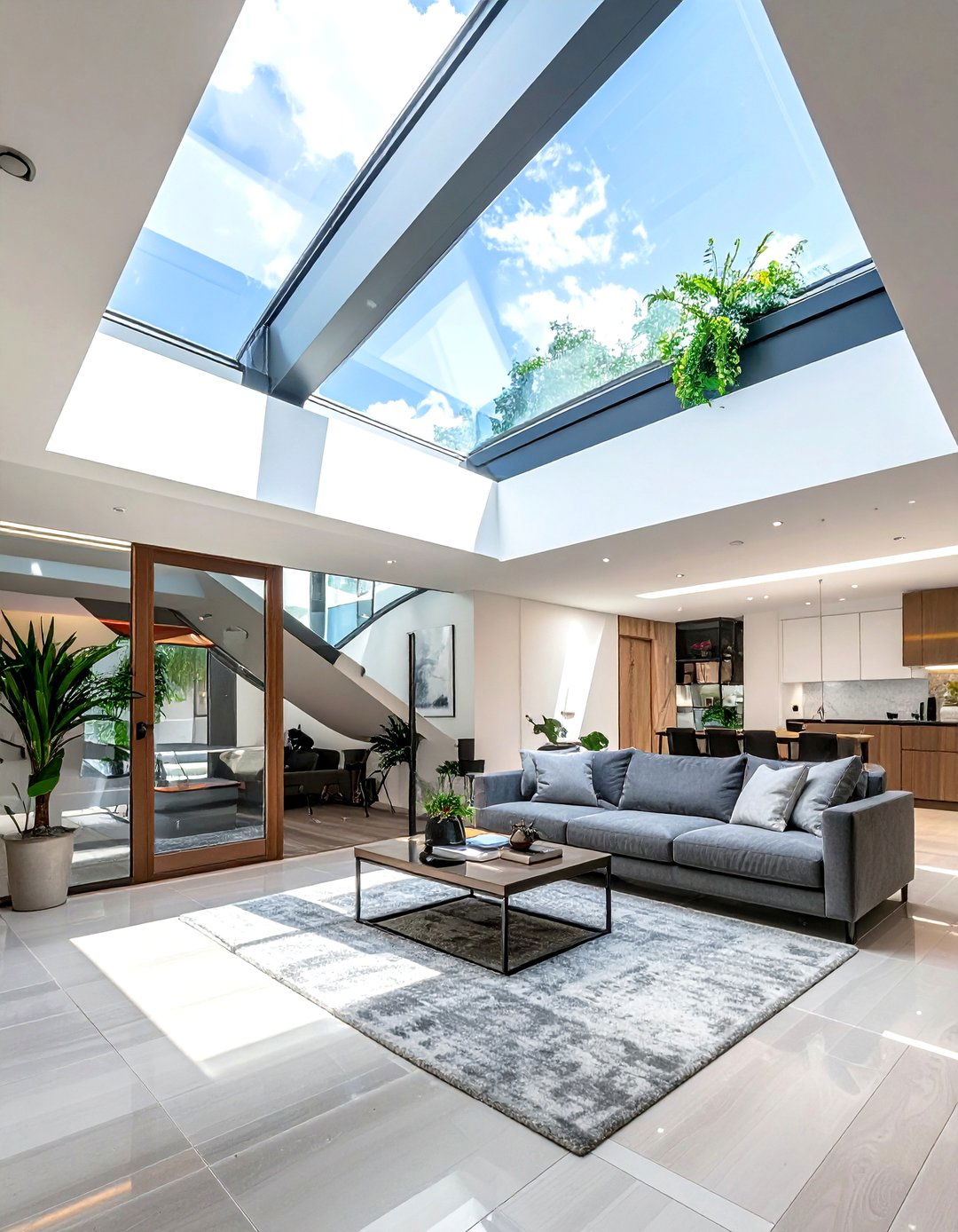 Walk On Glass Living Room Skylight - 30 living room skylights