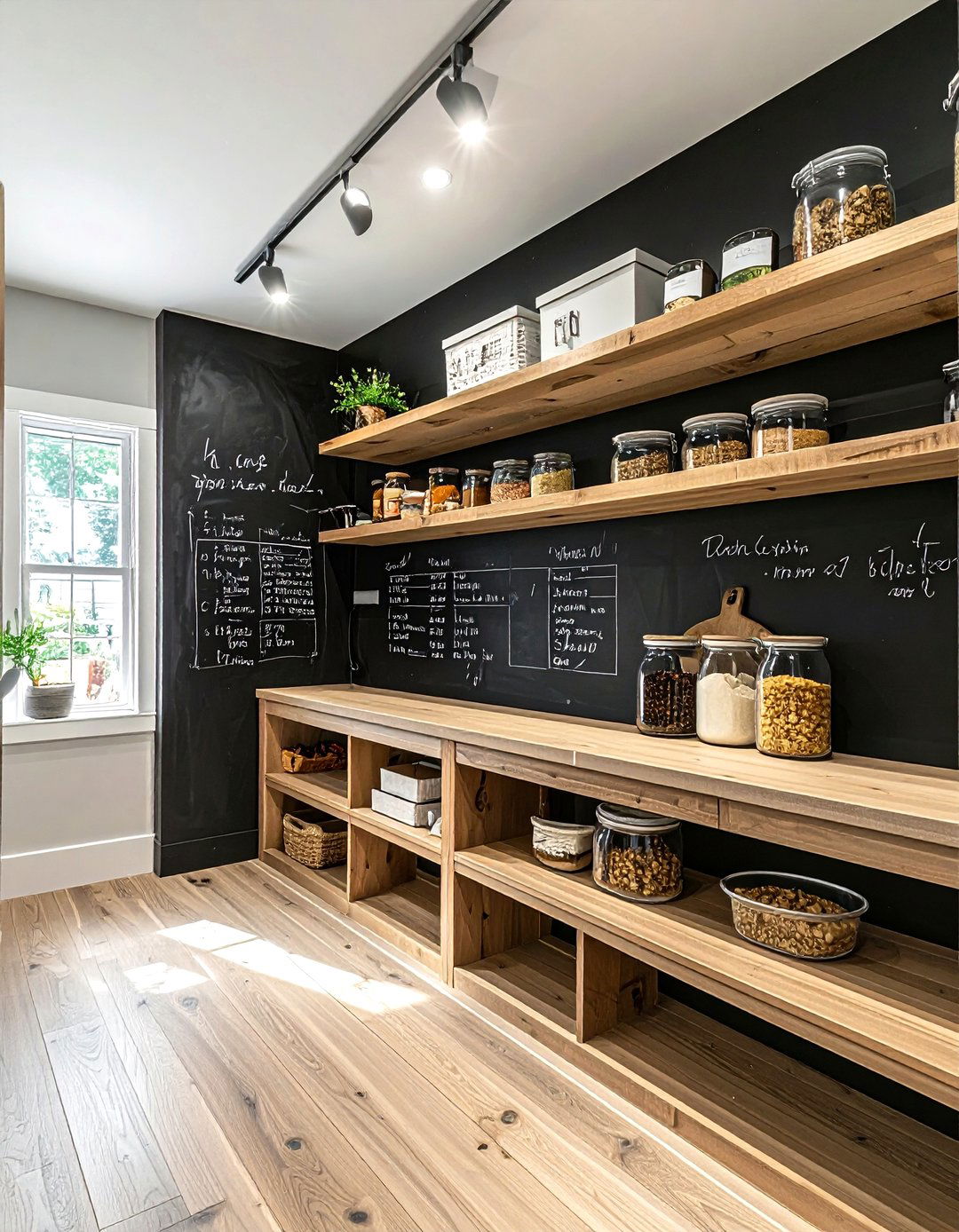 Walk in pantry with chalkboard wall - 30 walk-in pantry kitchen ideas