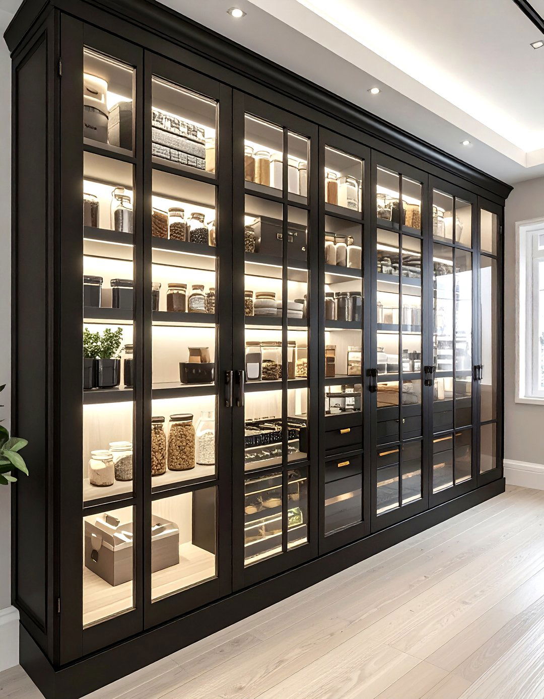 Walk in pantry with glass doors - 30 walk-in pantry kitchen ideas