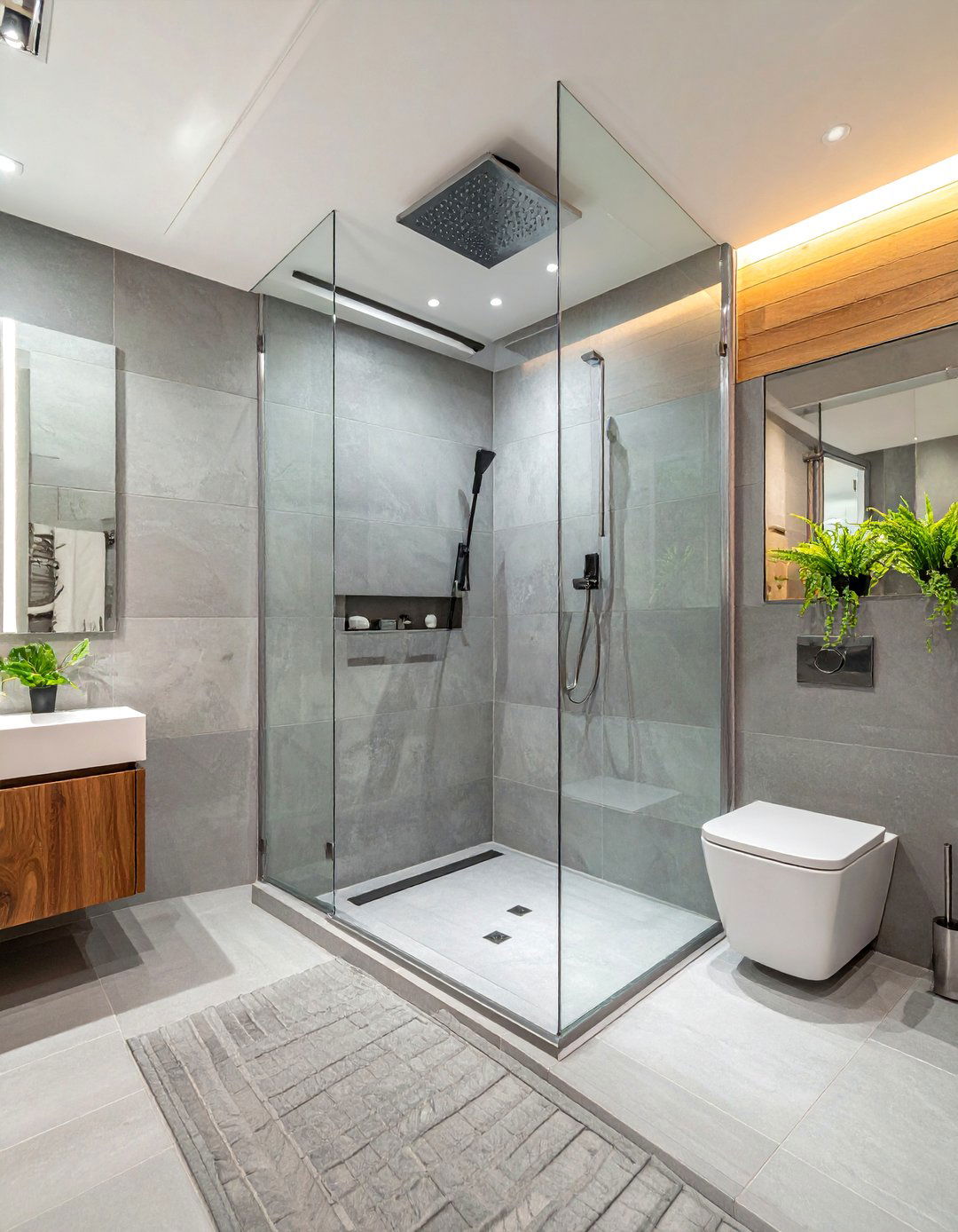 Walk in rain shower - 30 calming bathroom ideas