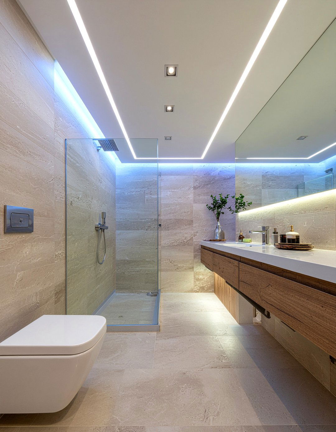 Walk in shower LED - 30 LED bathroom lighting ideas