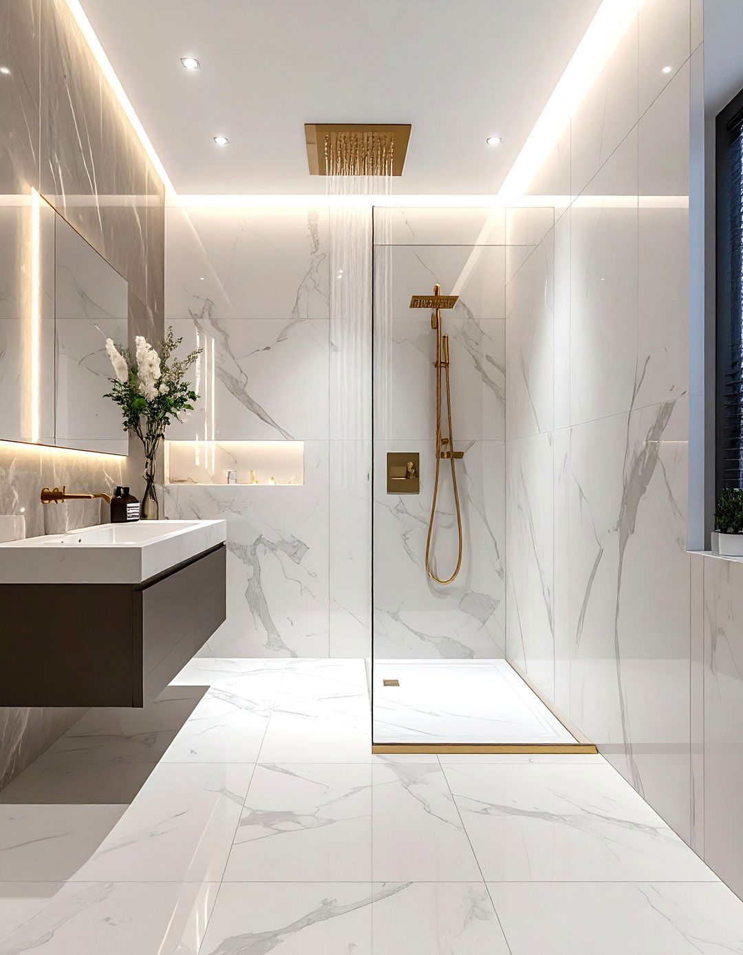 Walk in shower with glass door - 30 Parisian bathroom ideas