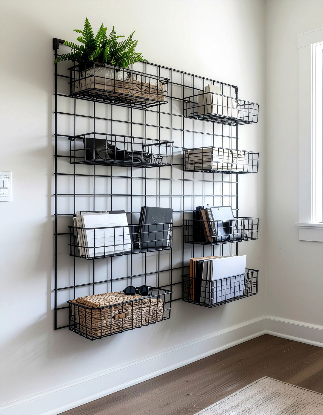 Wall Grid Organizer - 30 entryway organization ideas