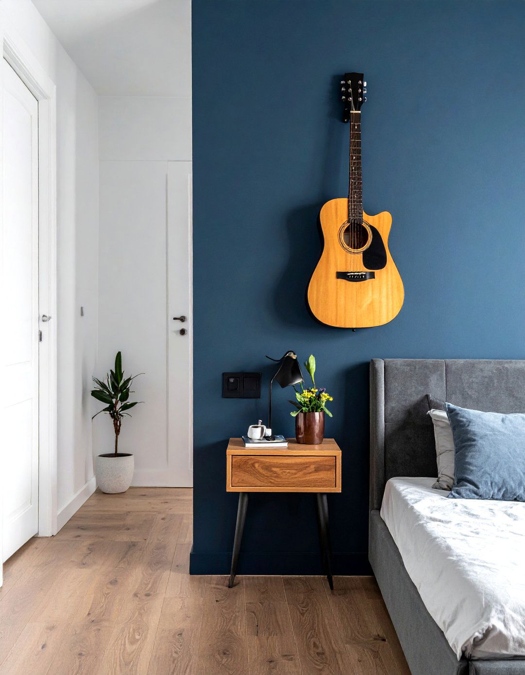 Wall Guitar Mount - 30 bedroom hanging storage ideas