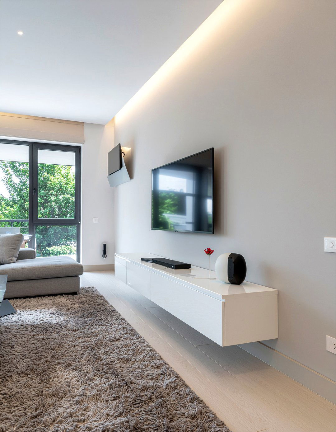 Wall Mount TV Stand - 30 living room minimalist furniture ideas