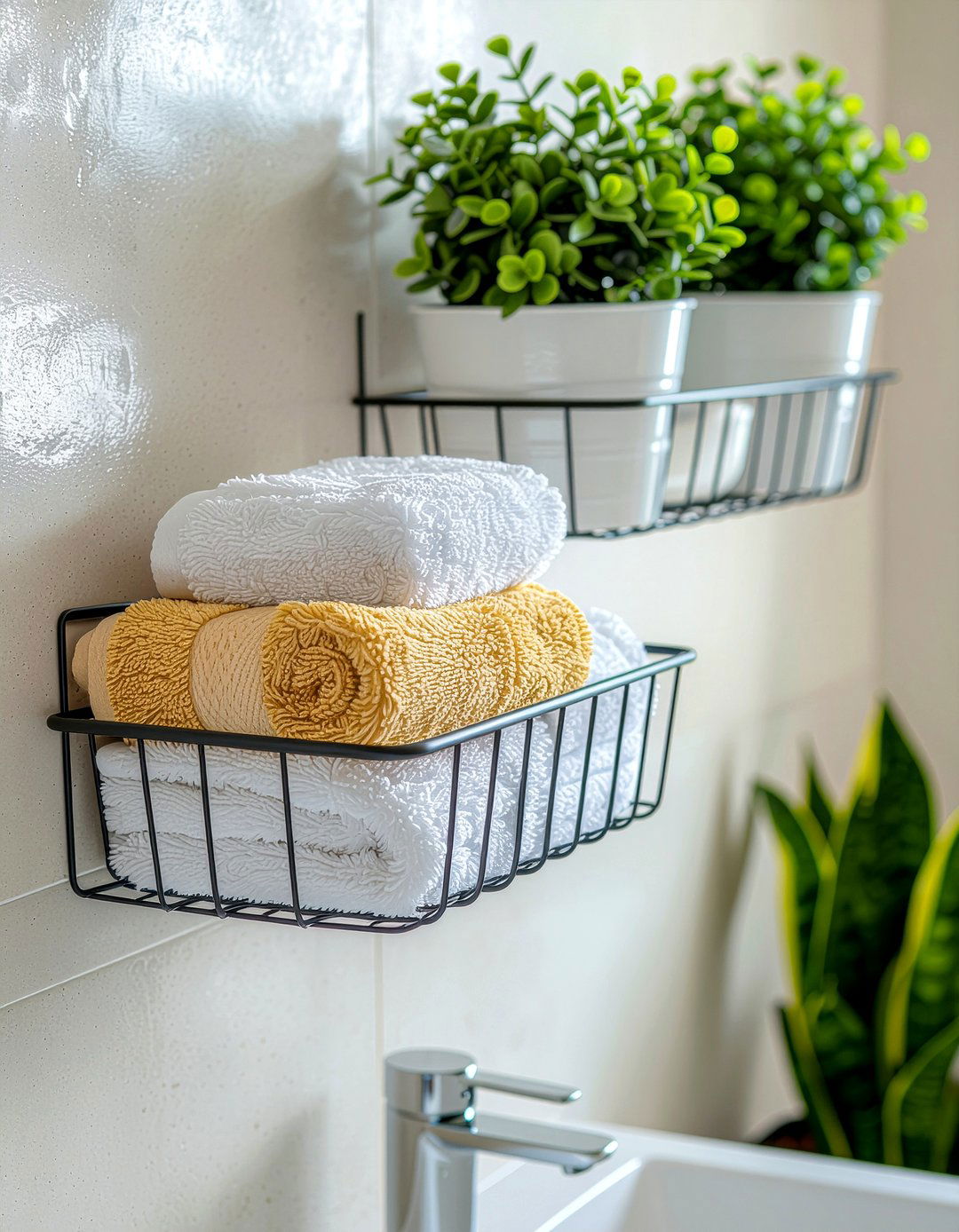 Wall Mounted Baskets - 30 bathroom storage ideas