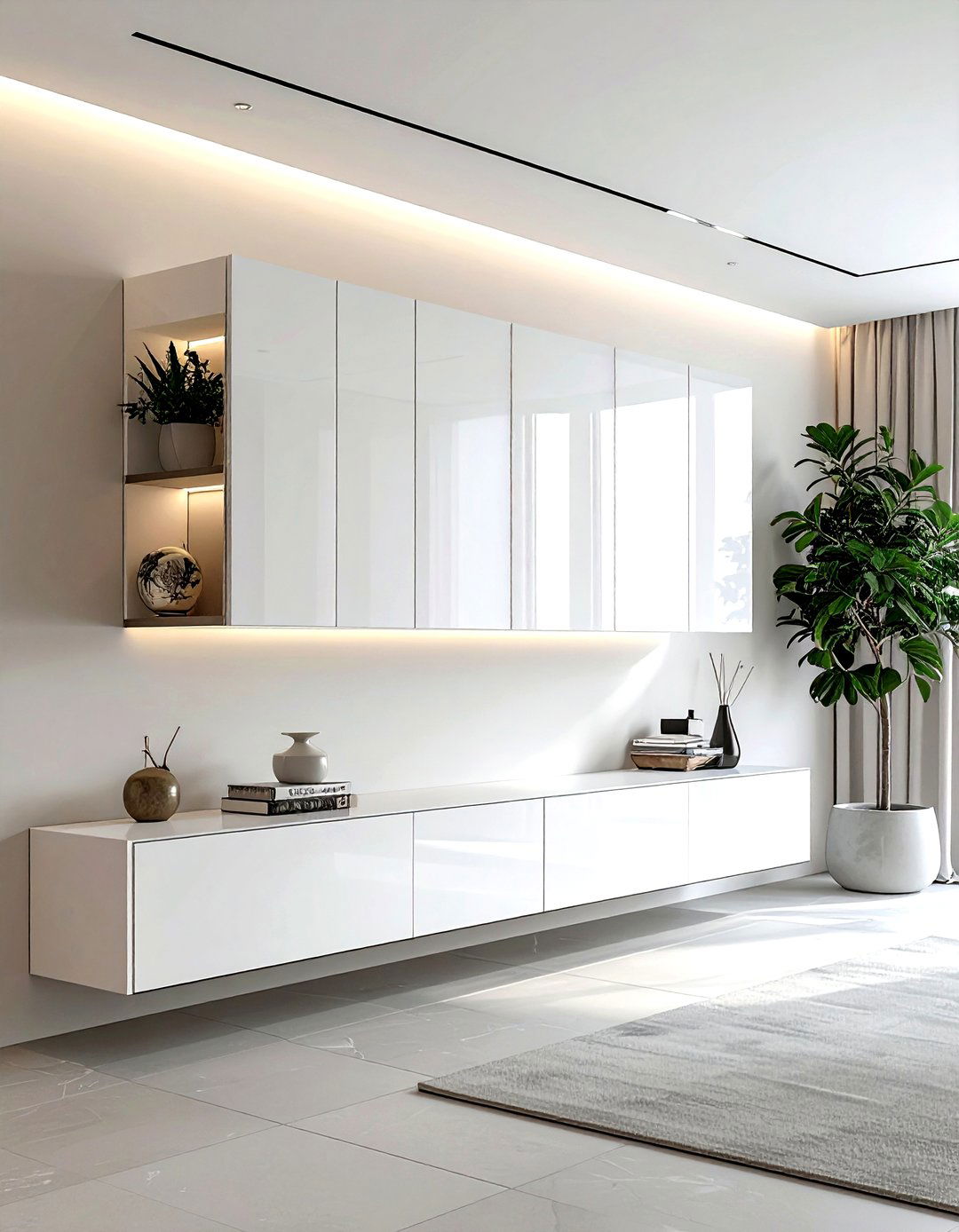 Wall Mounted Cabinet - 30 living room hidden storage ideas