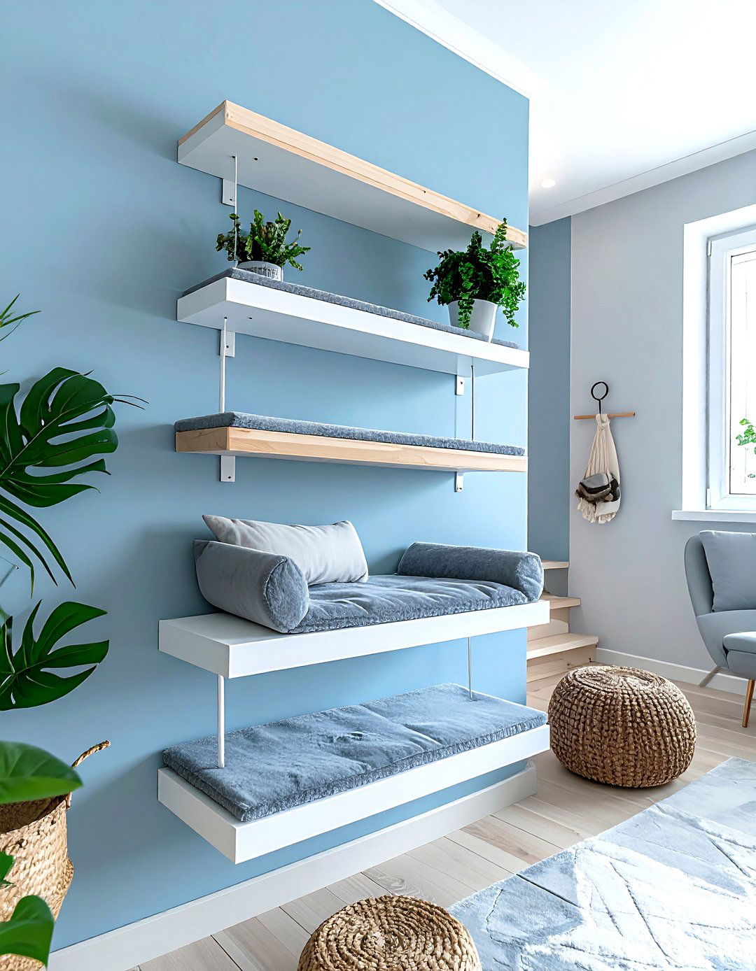 Wall Mounted Cat Perch - 30 pet bed living room ideas