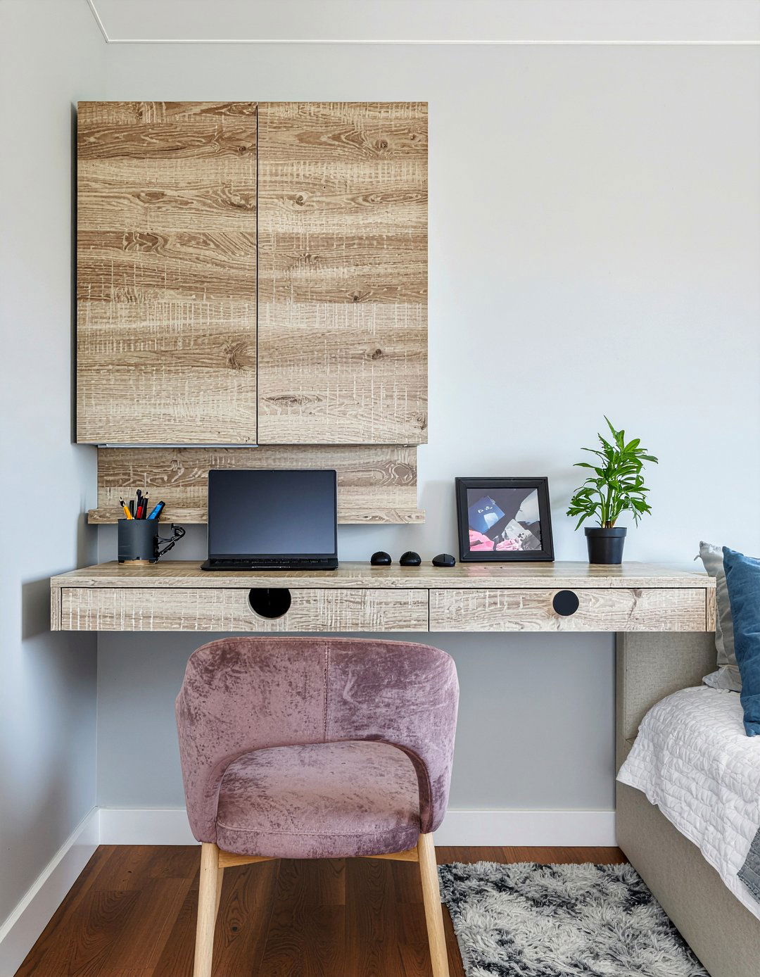 Wall Mounted Desk - 30 bedroom hidden storage ideas